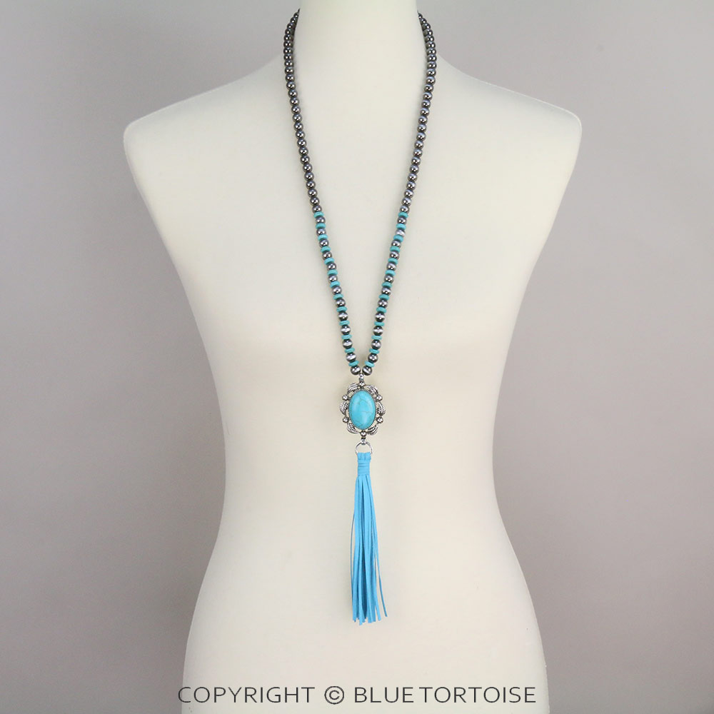 Western Style Stone with Leather Necklace Set – Bluetortoisewholesale