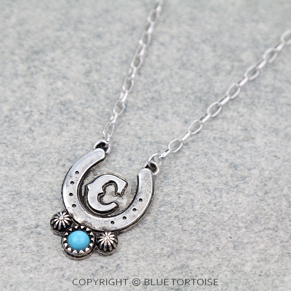 Western Horse Groove Initial Necklace Set - Image 3