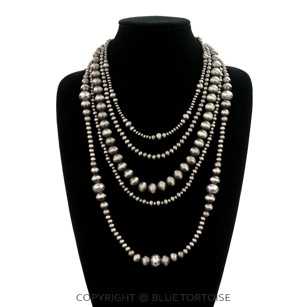 5 Layered Navajo Style Pearl Necklace - Image 2
