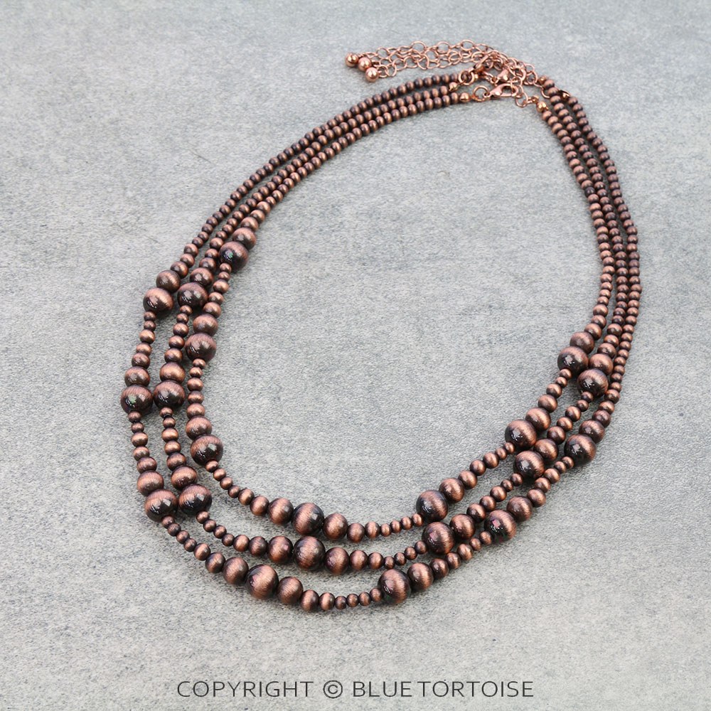 3 Layered Navajo Style Pearl Necklace