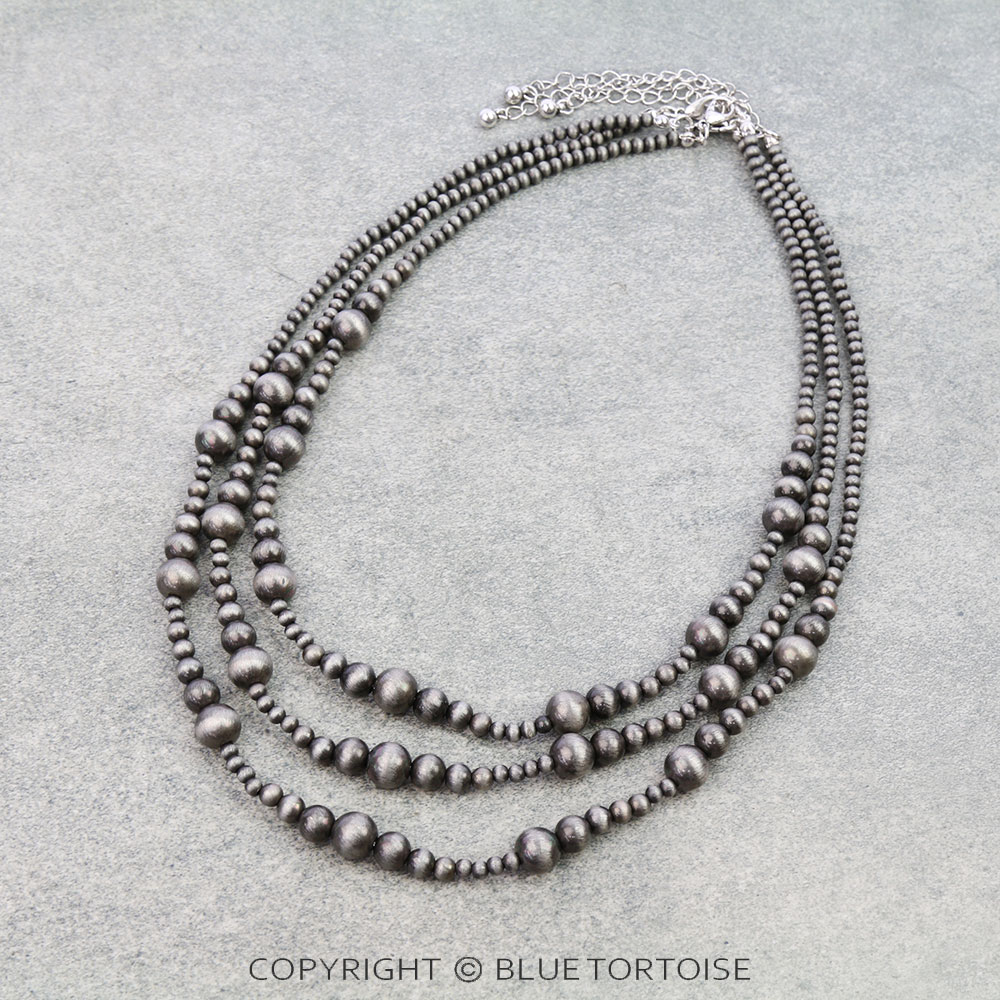 3 Layered Navajo Style Pearl Necklace