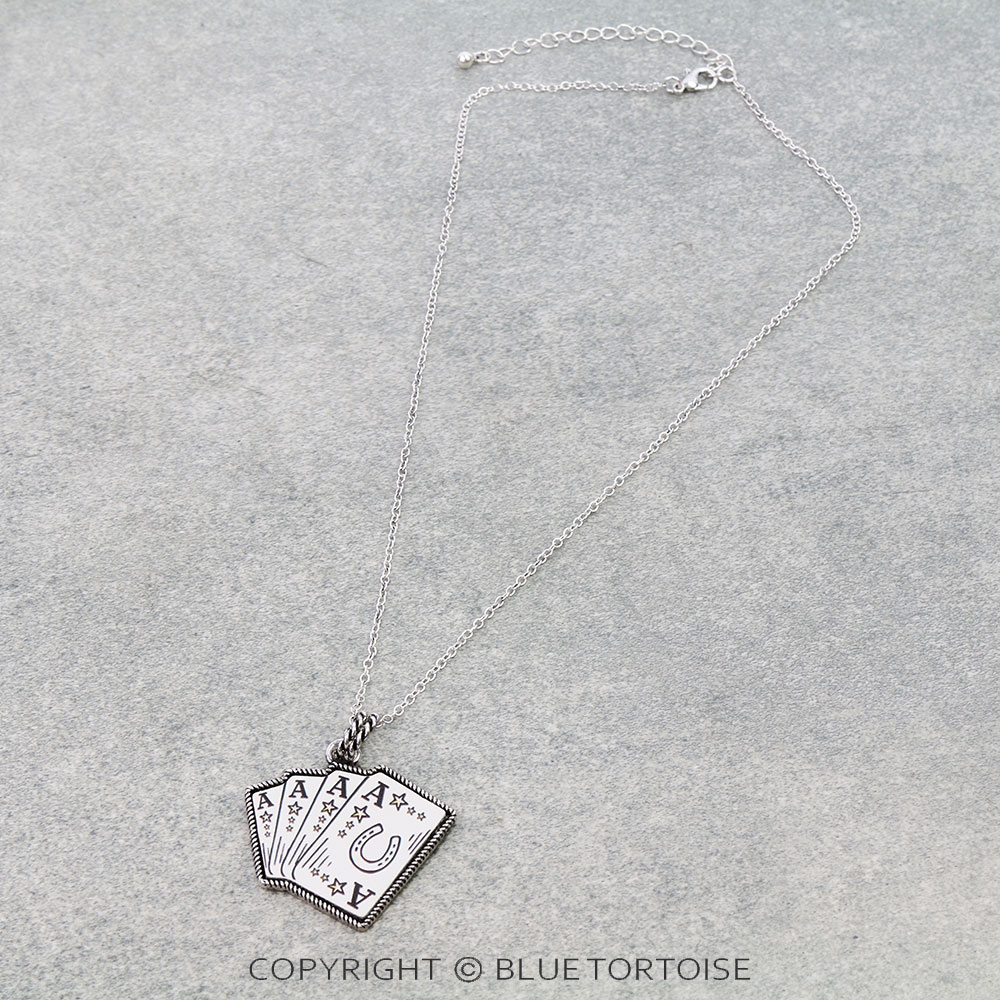 Western Card Printed Leather Necklace