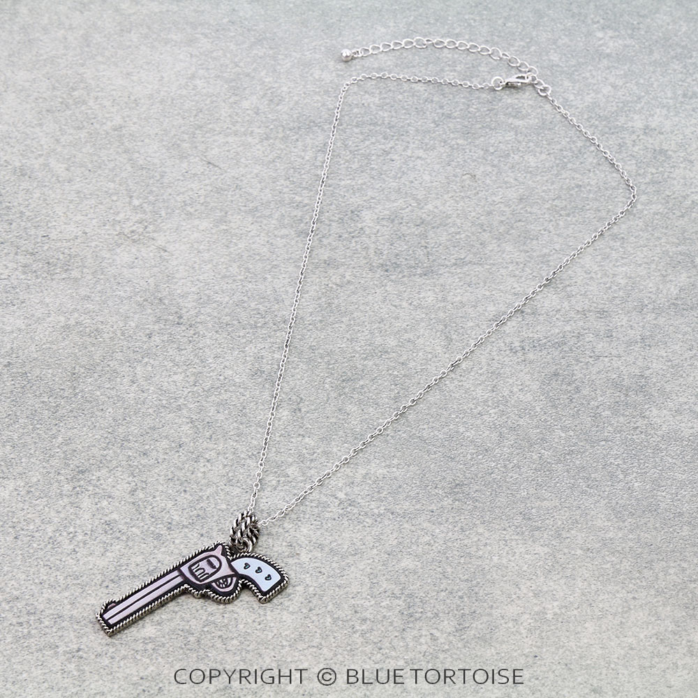 Western Gun Printed Leather Necklace