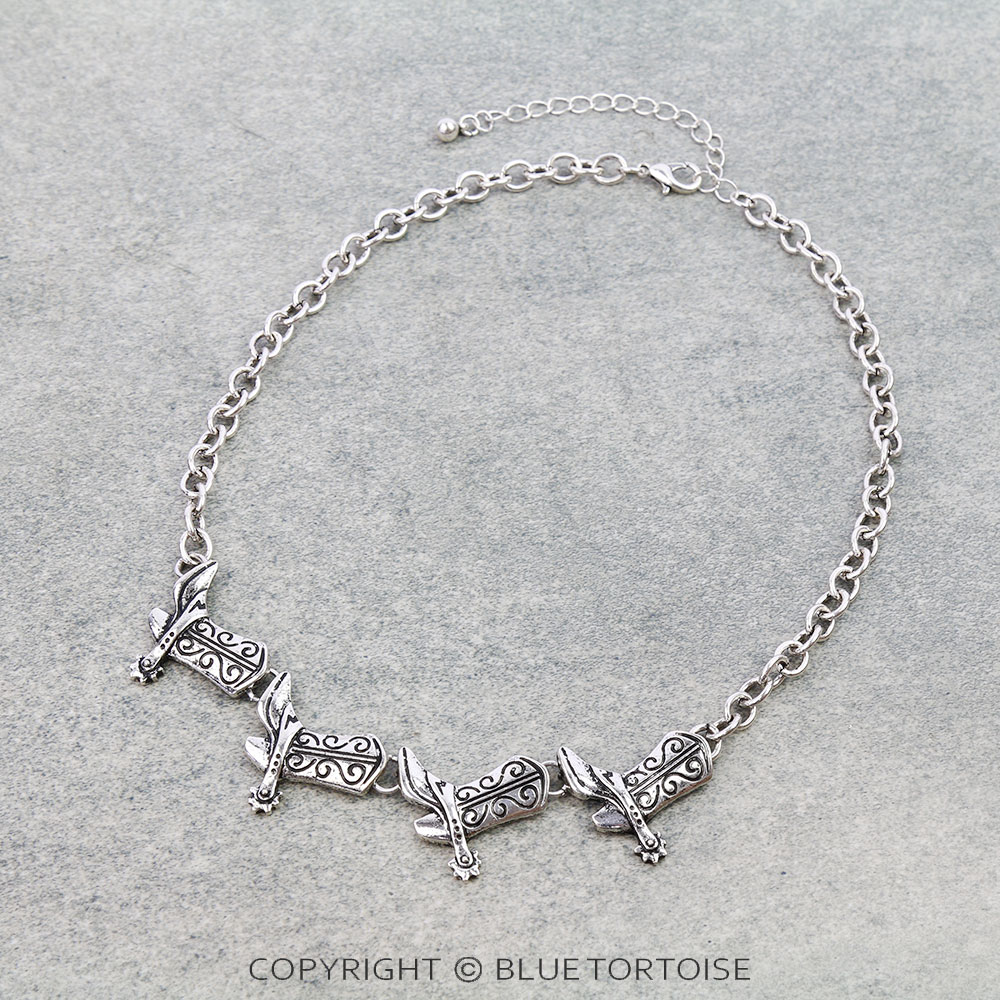 Western Cowboy Boots Necklace