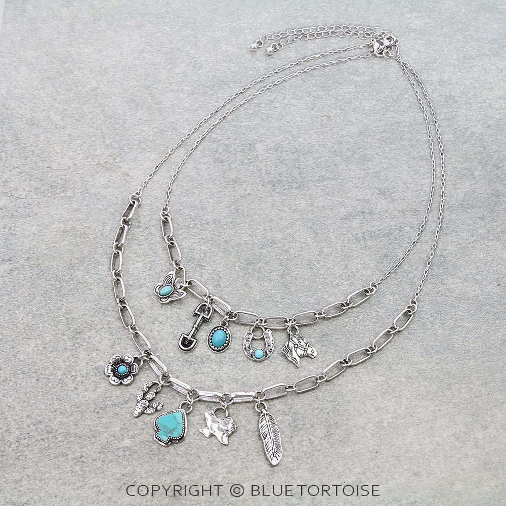 2 Layered Western Style Charm Necklace
