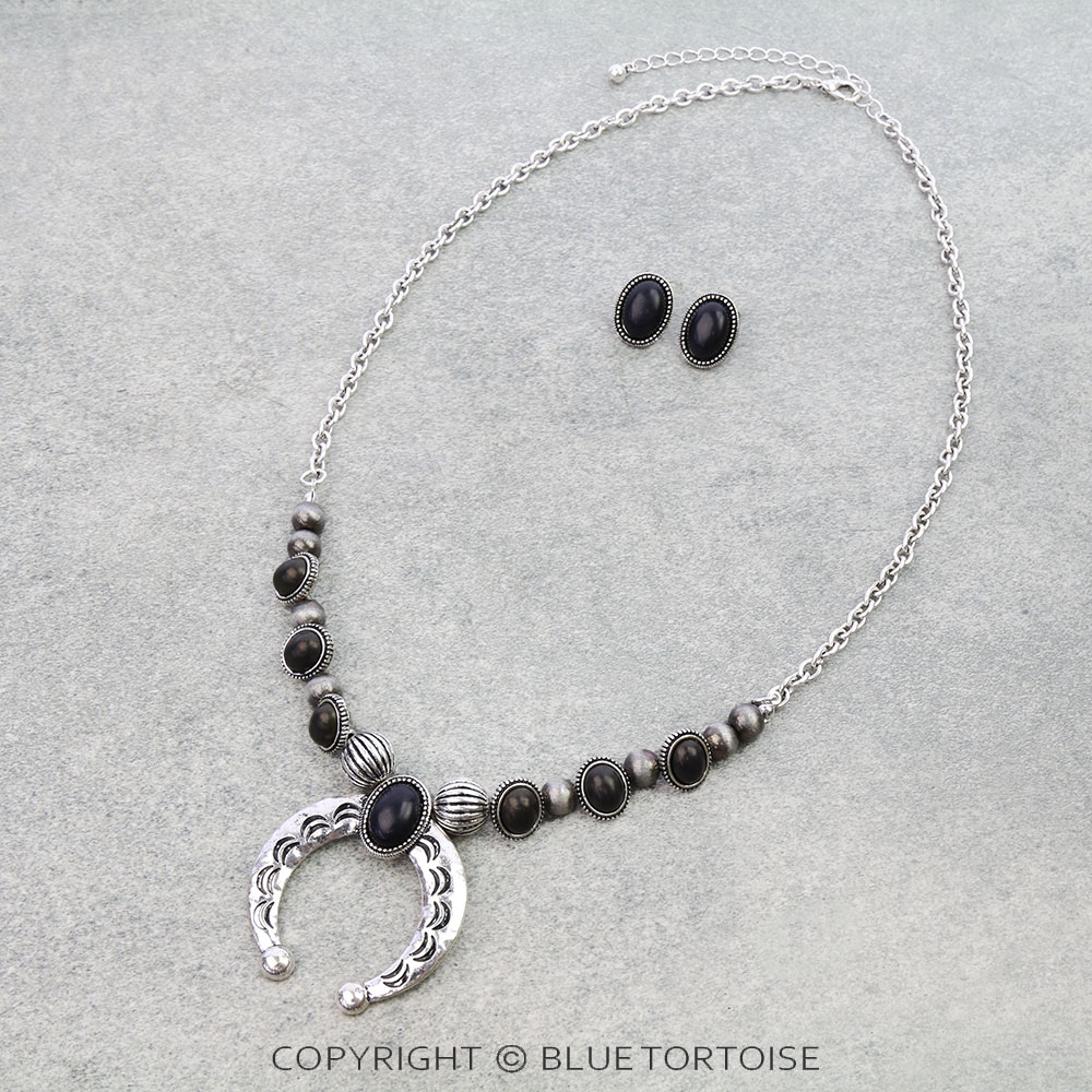 Western Squash Blossom Stone Necklace Set