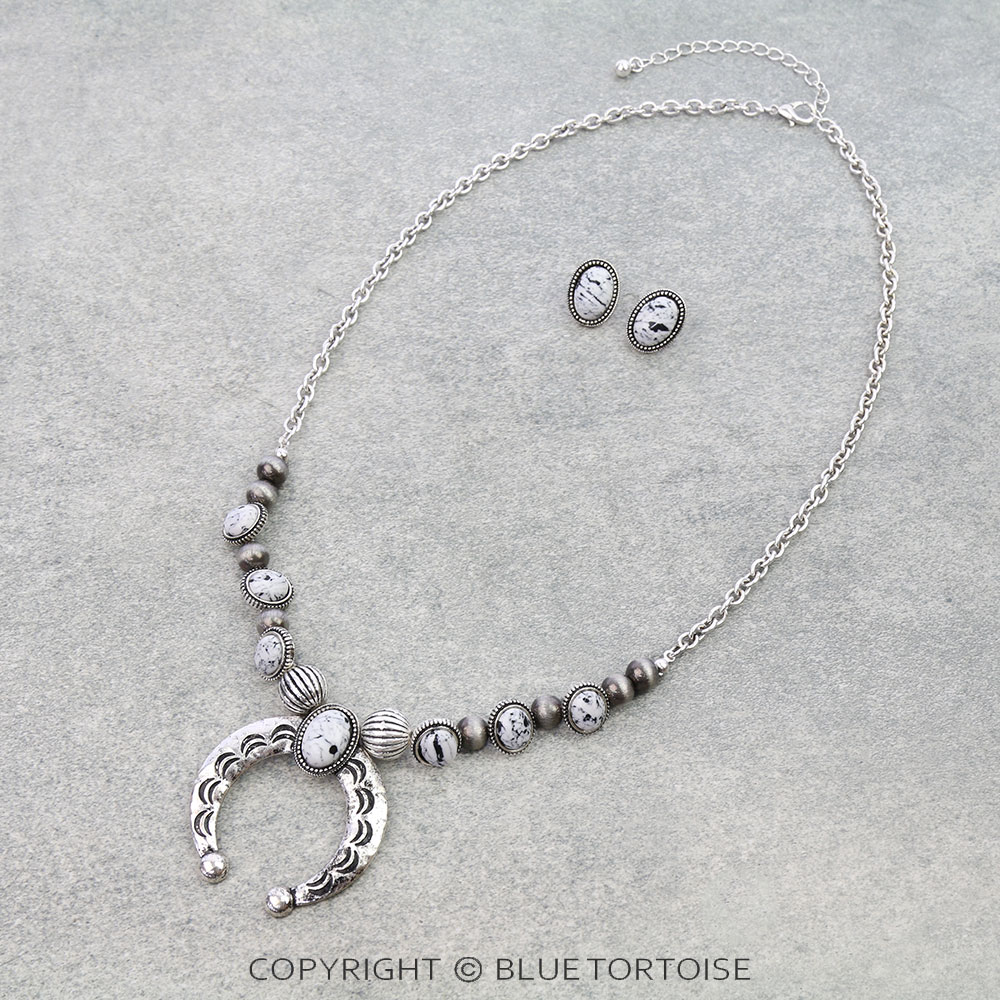 Western Squash Blossom Stone Necklace Set