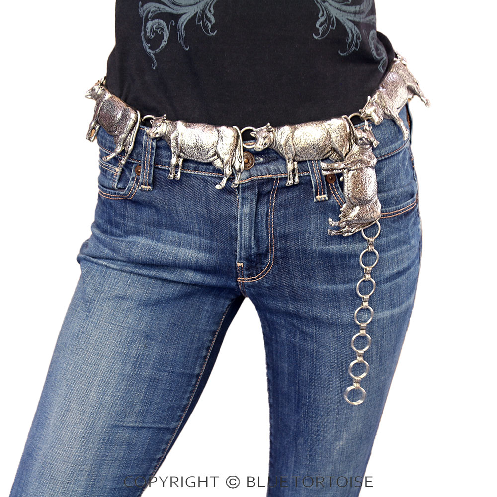 Western Cow Metal Chain Belt S/M - Image 2