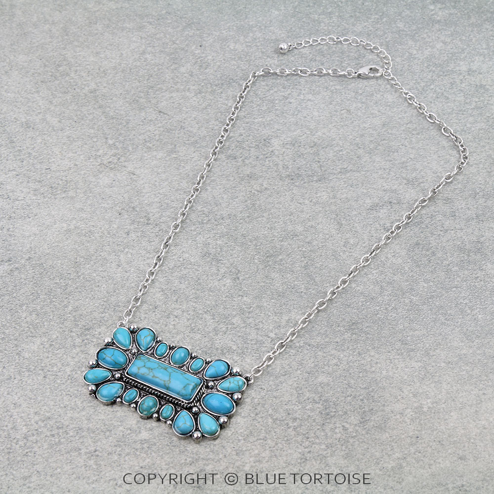 Western Hand Stone Concho Necklace