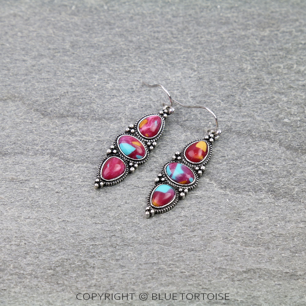 Western Hand Stone Dangle Earrings