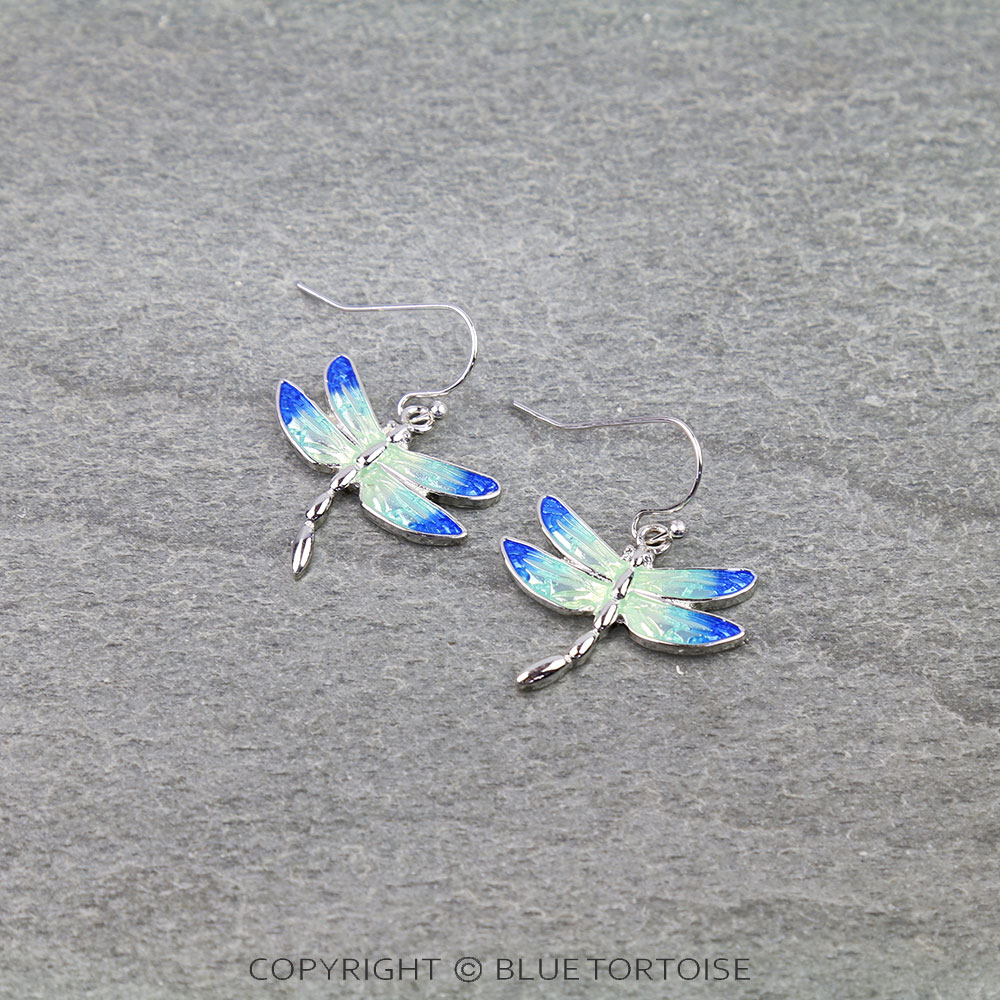 Garden Epoxy Dragonfly Dangle Earrings