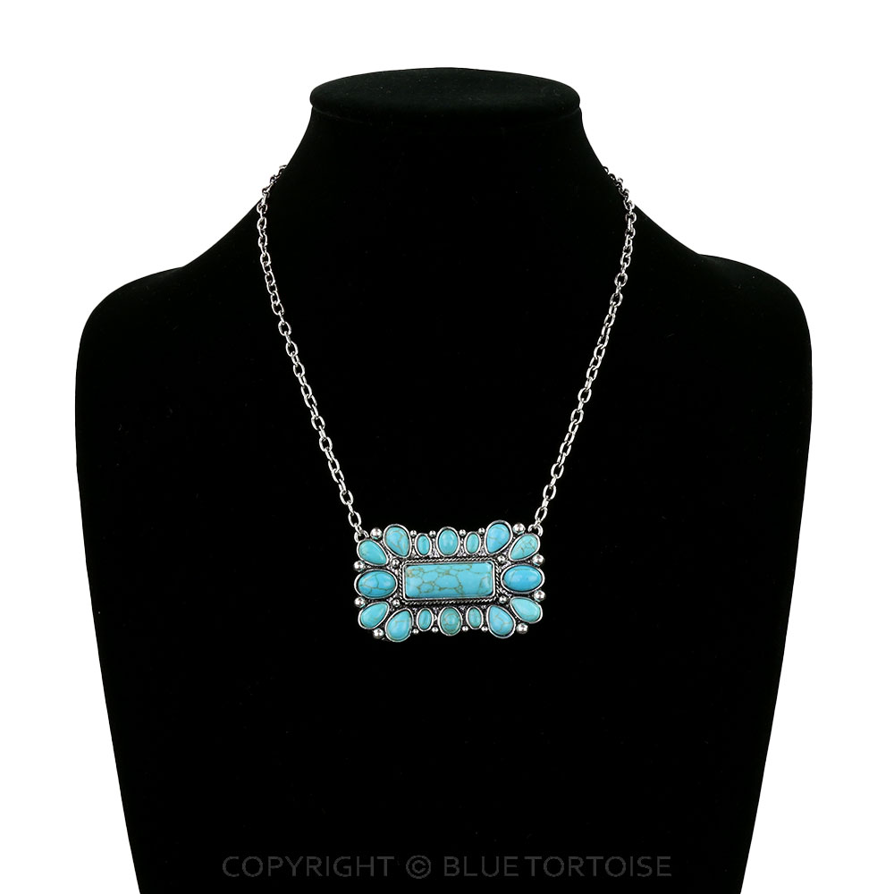 Western Hand Stone Concho Necklace - Image 2