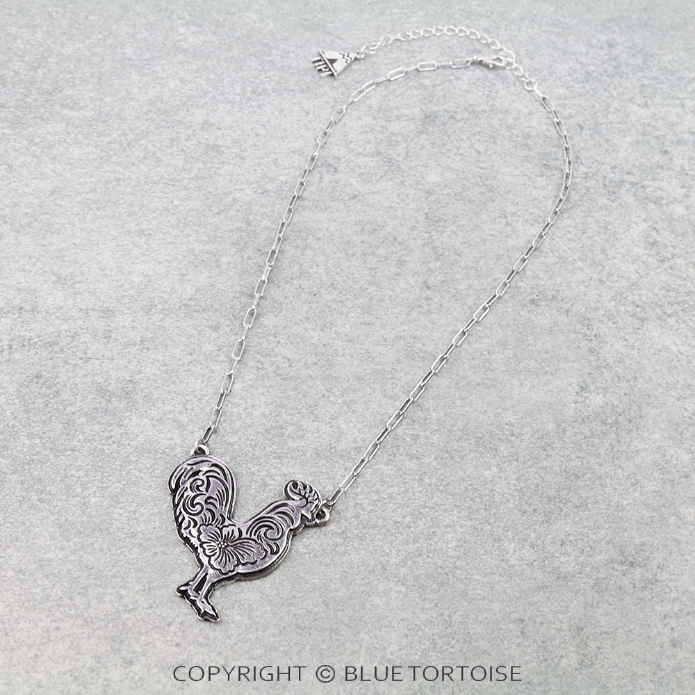 Western Rooster Etched Necklace - Image 3