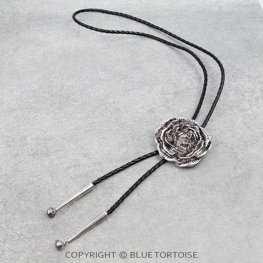 Western 3D Rose Bolo Necklace