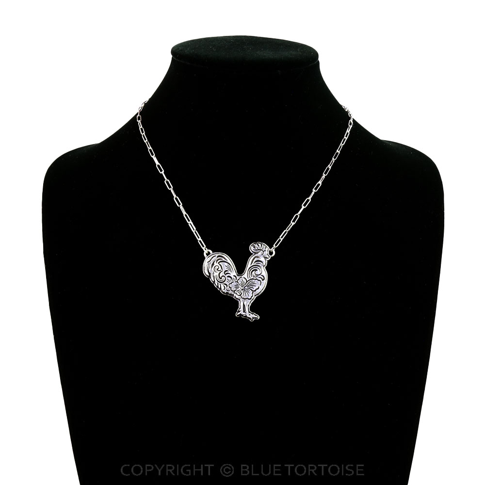 Western Rooster Etched Necklace - Image 2