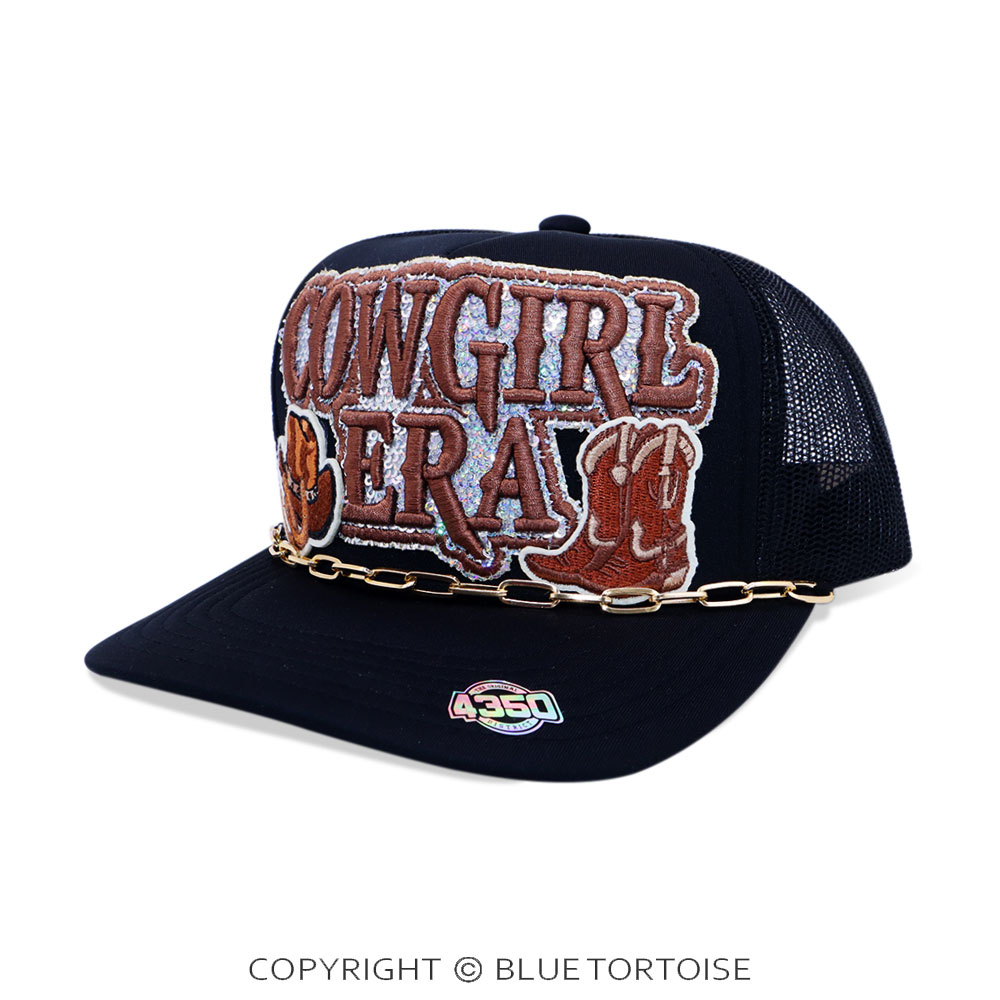 Cowgirl Era Patch Meshback Ball Cap with Hat Chain
