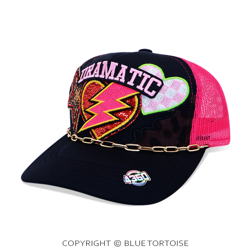 Dramatic Patch Meshback Ball Cap with Hat Chain