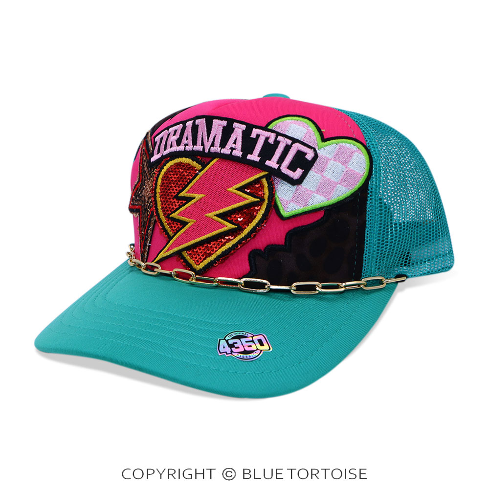 Dramatic Patch Meshback Ball Cap with Hat Chain