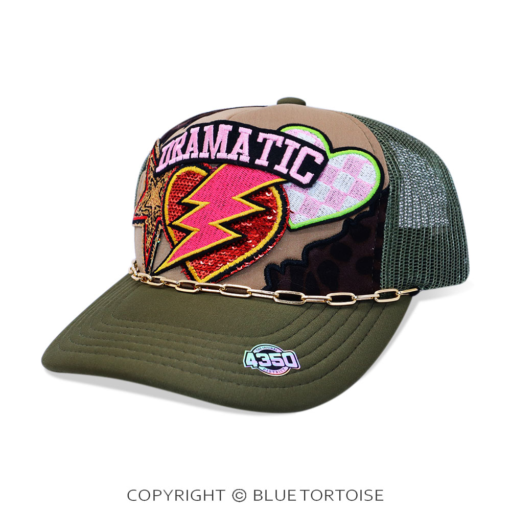 Dramatic Patch Meshback Ball Cap with Hat Chain