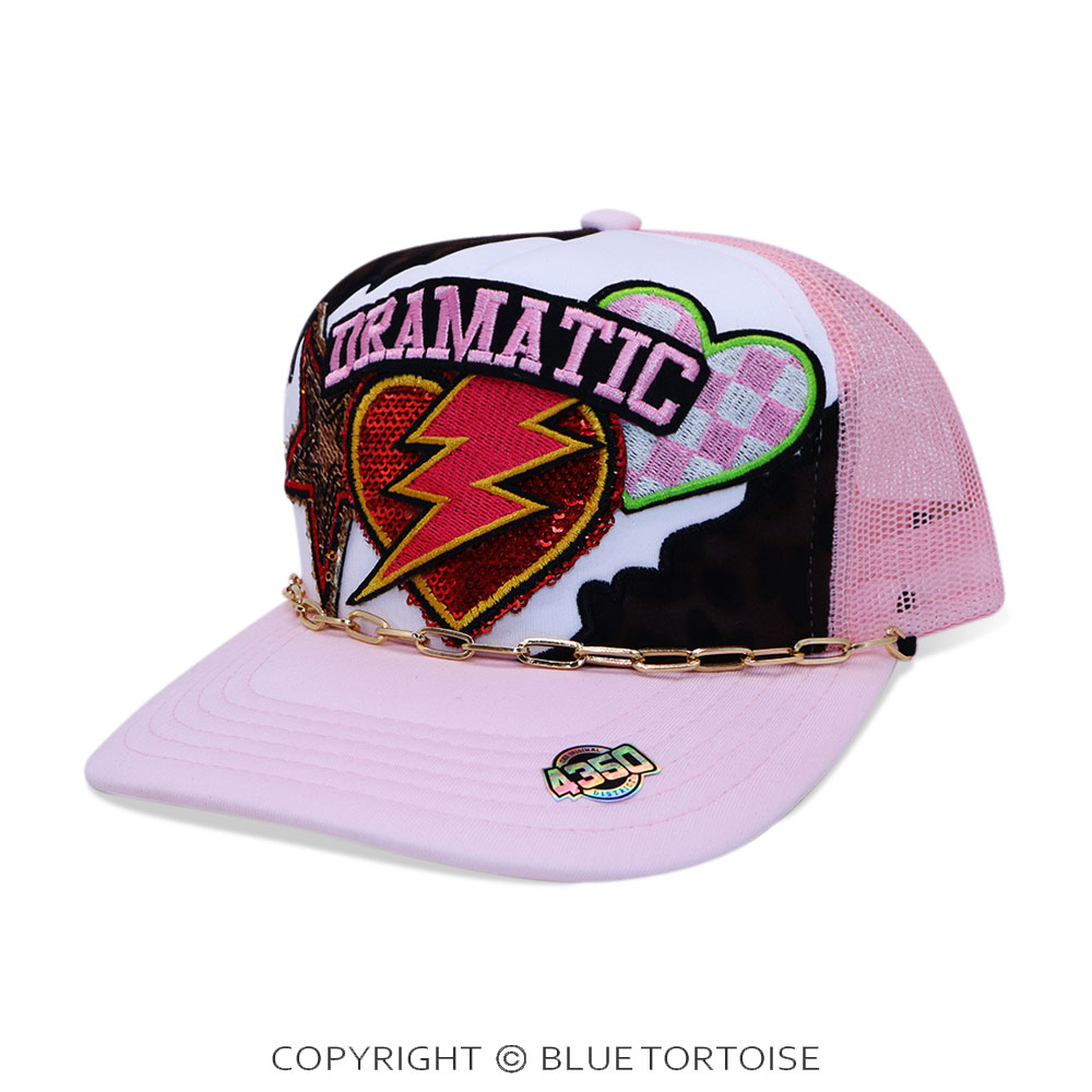 Dramatic Patch Meshback Ball Cap with Hat Chain