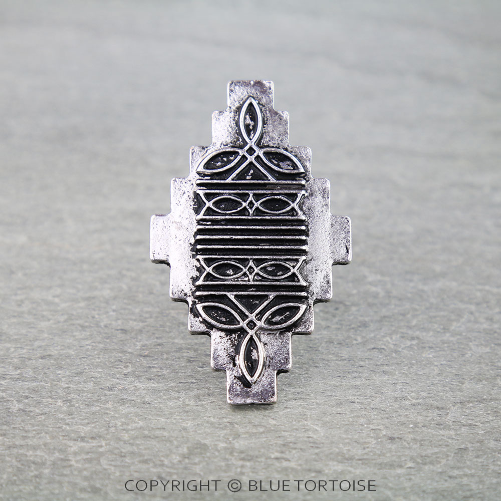 Western Boot Stitch Aztec Cuff Ring