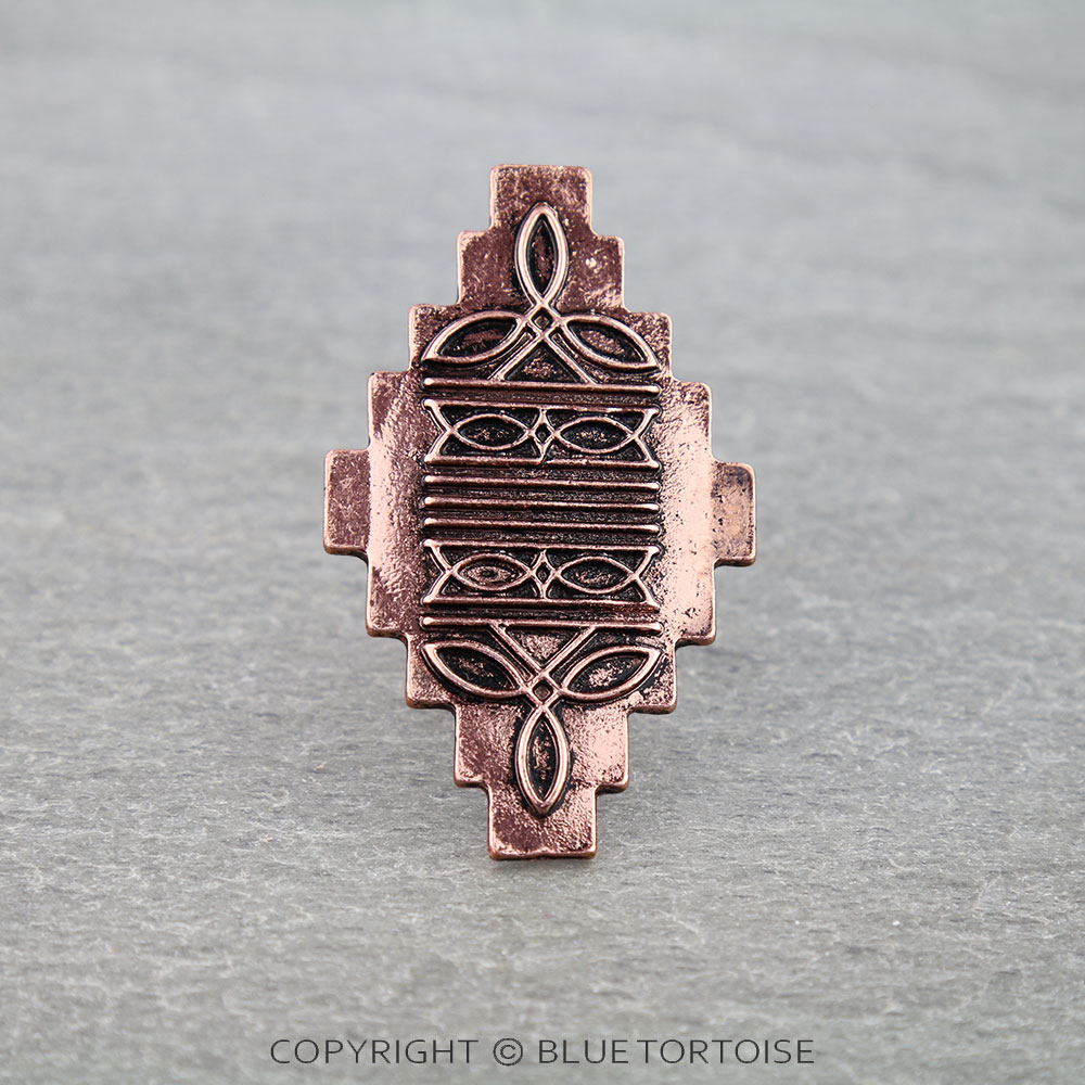 Western Boot Stitch Aztec Cuff Ring