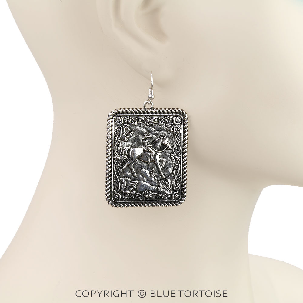 Western Cowboy Scenery Dangle Earrings - Image 2