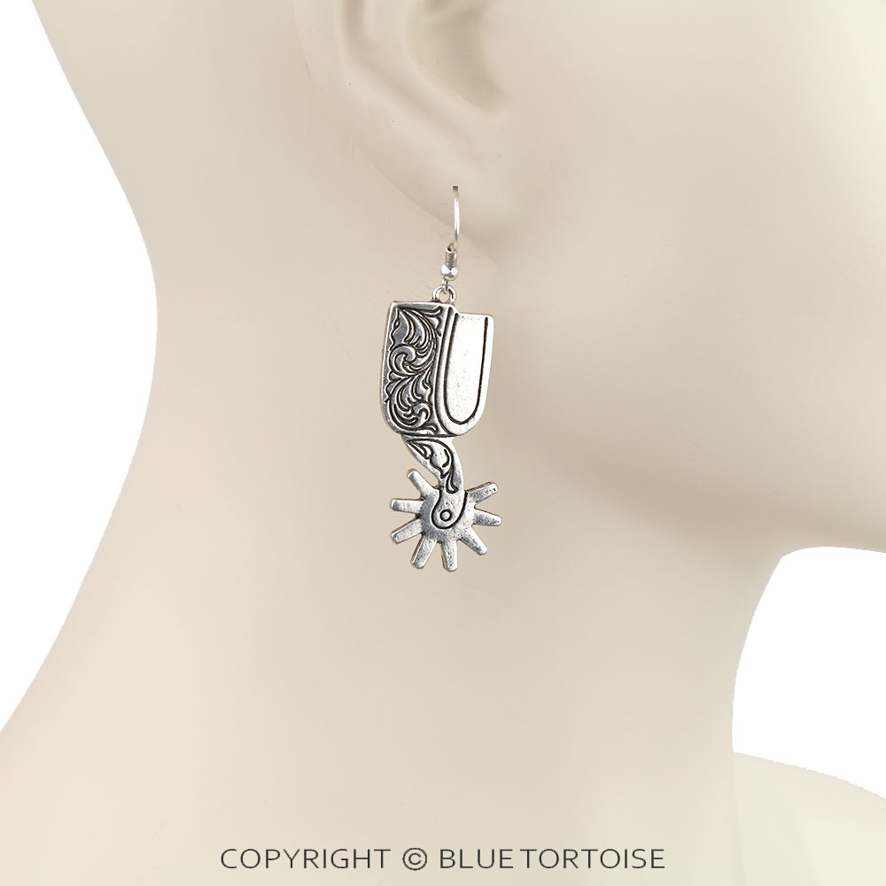 Western Cowboy Boot Spur Dangle Earrings - Image 2