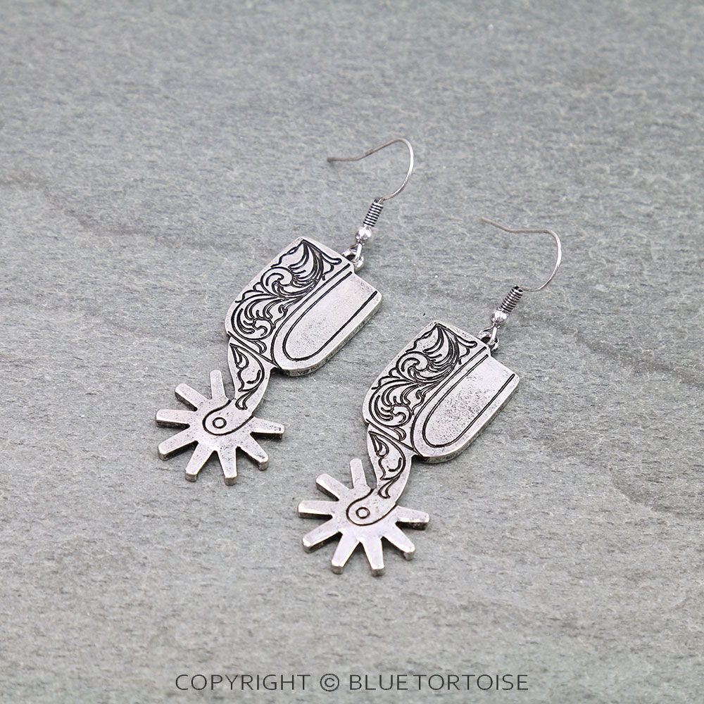 Western Cowboy Boot Spur Dangle Earrings