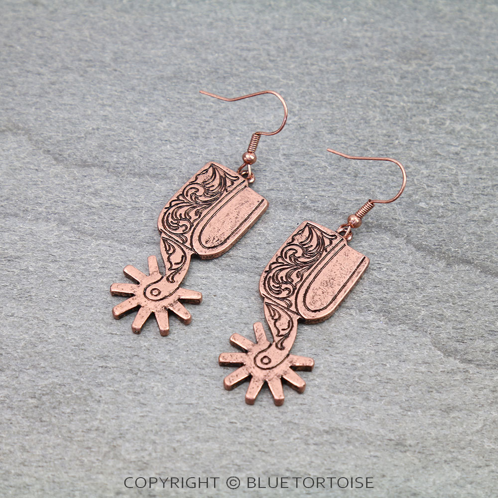 Western Cowboy Boot Spur Dangle Earrings