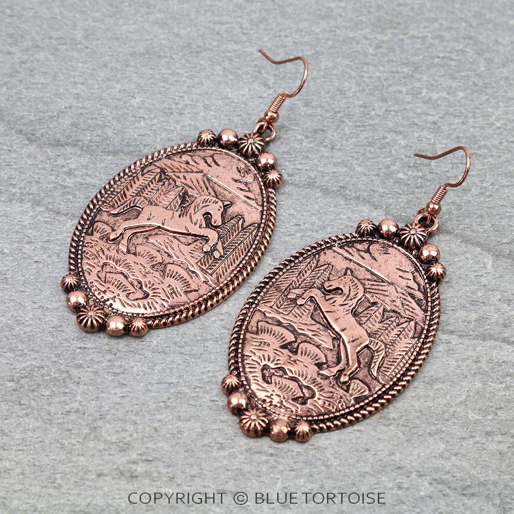 Western Horse Scenery Dangle Earrings