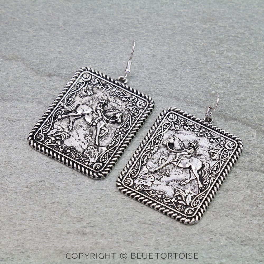 Western Cowboy Scenery Dangle Earrings