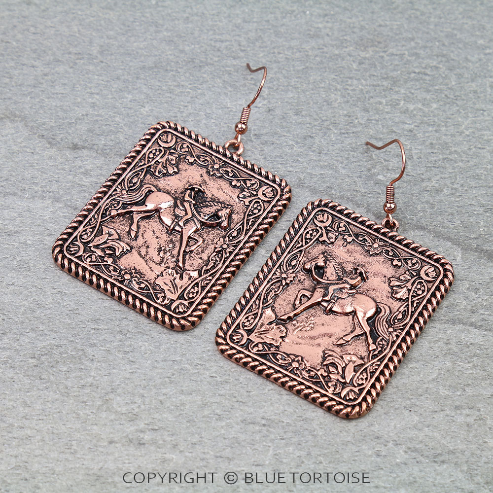 Western Cowboy Scenery Dangle Earrings