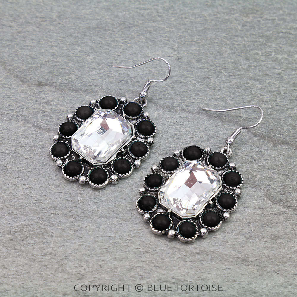 Western Concho Stone Dangle Earrings