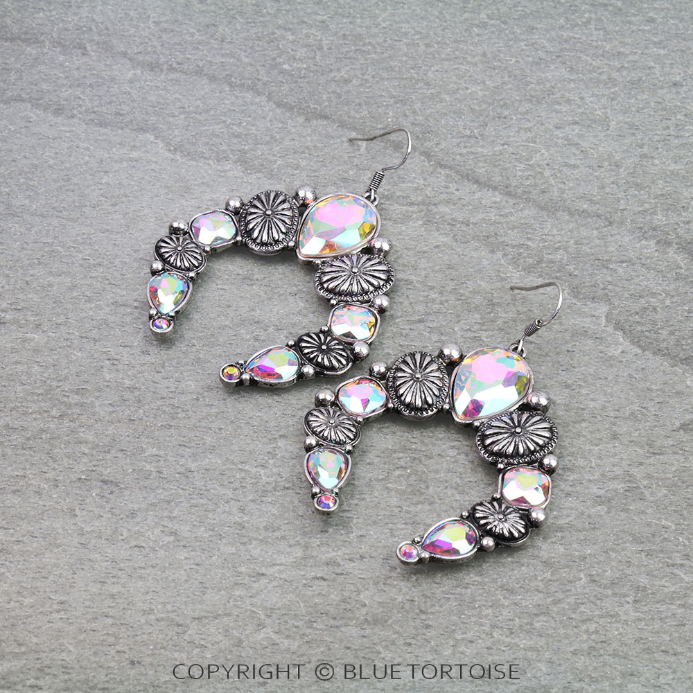 Western Concho Squash Blossom Dangle Earrings