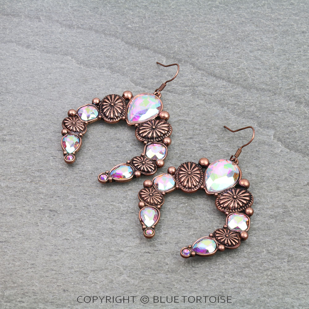 Western Concho Squash Blossom Dangle Earrings