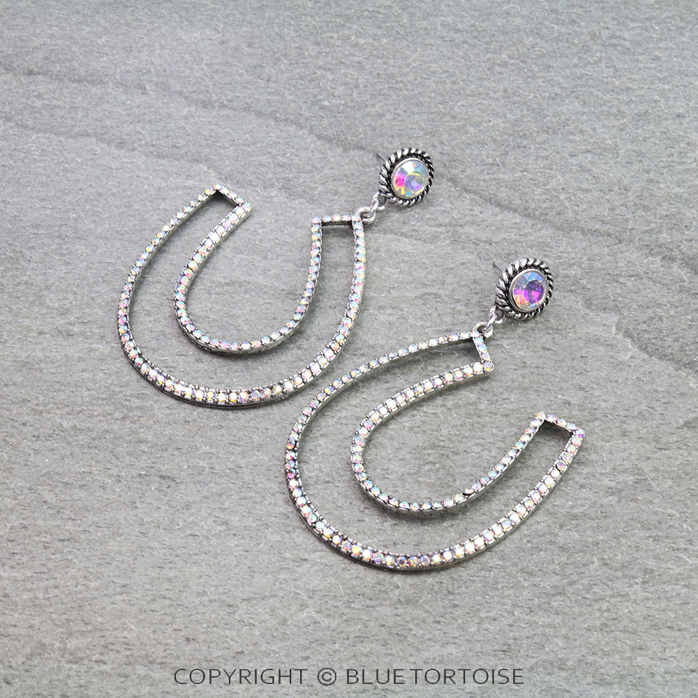 Western Horseshoe Stone Stud Earrings