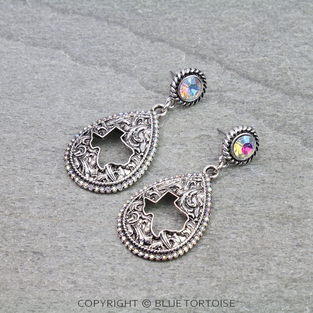 Western Texas Cut Out Teardrop Stud Earrings