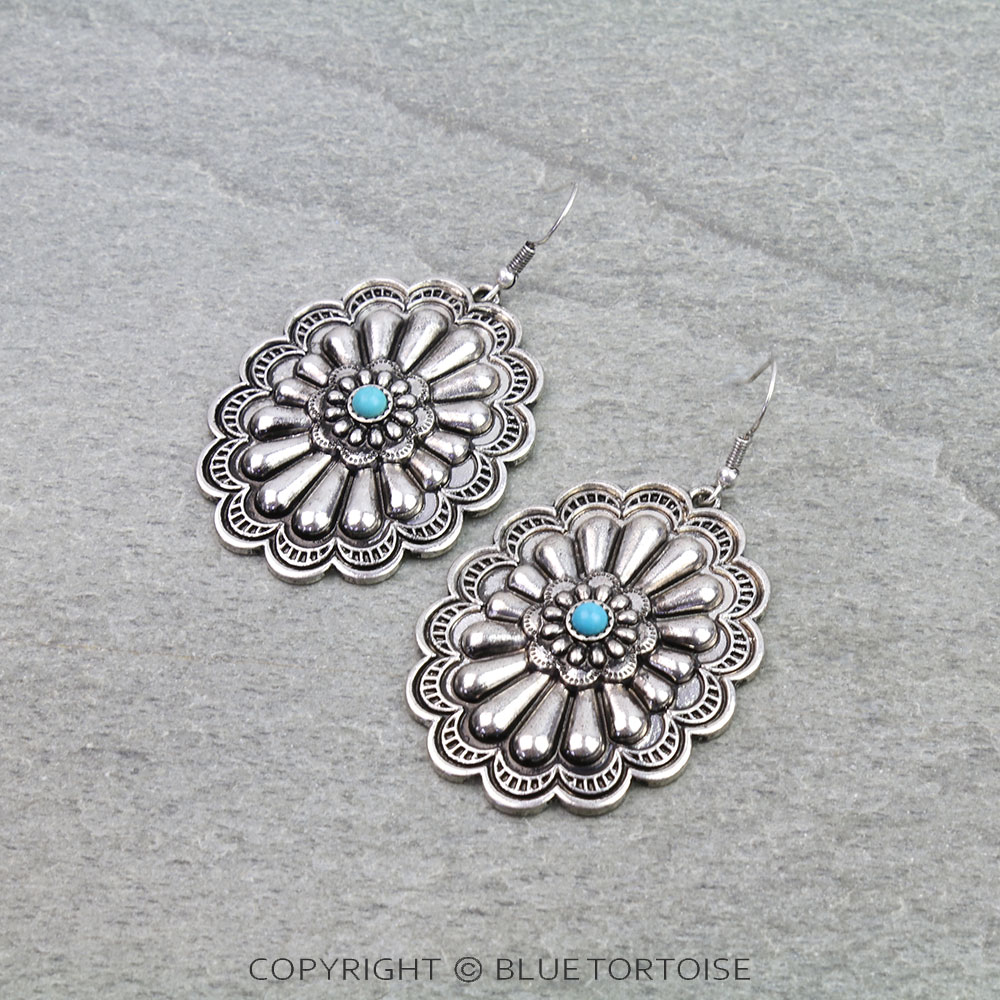 Western Concho Dangle Earrings