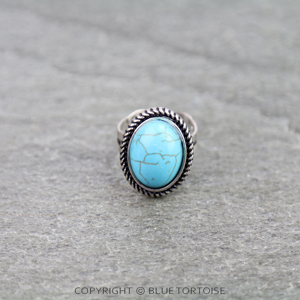 Western Oval Stone Cuff Ring