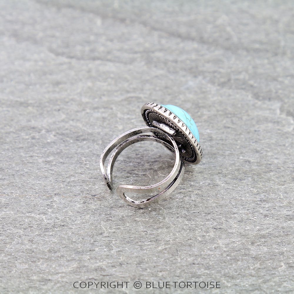 Western Oval Stone Cuff Ring - Image 3