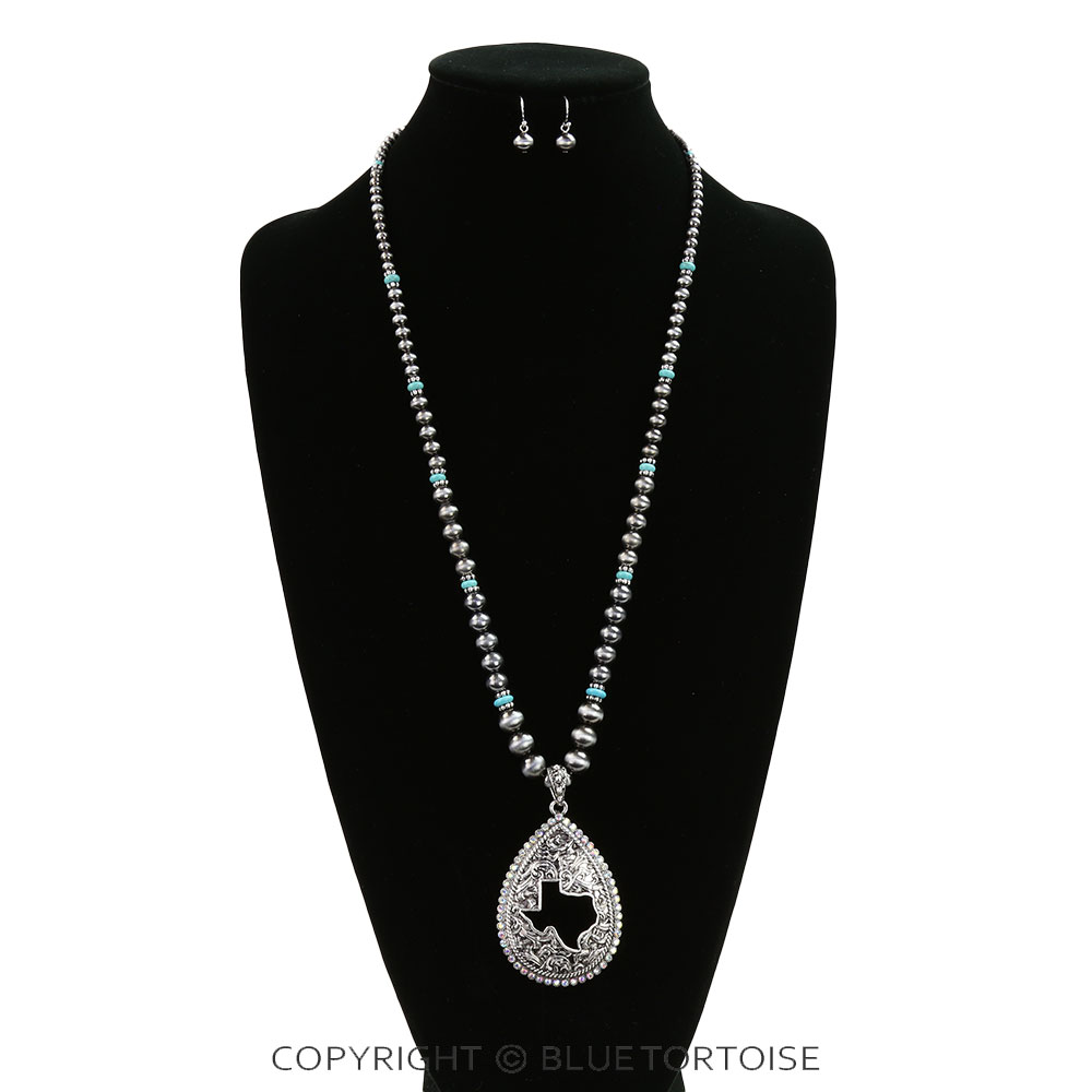 Western Texas Cut Out Teardrop Necklace Set - Image 2