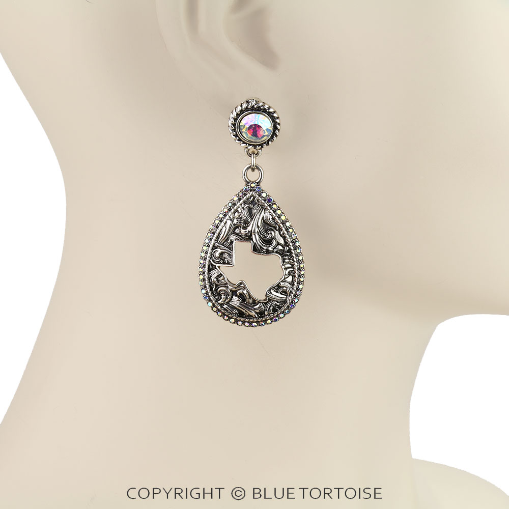 Western Texas Cut Out Teardrop Stud Earrings - Image 2