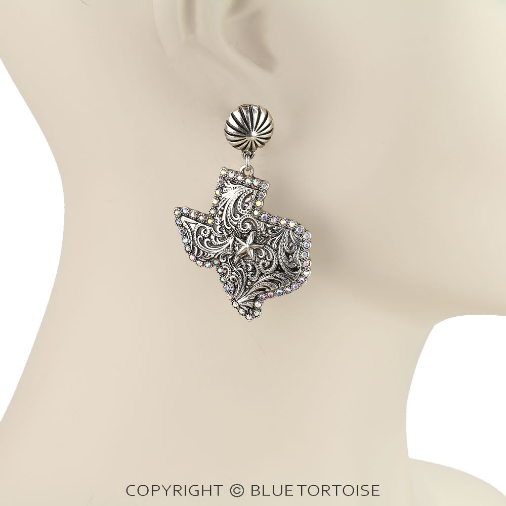 Western Texas Map Concho Stud Earrings - Image 2