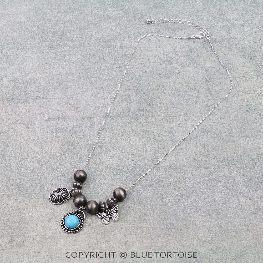 Western Multi Charm Pearl Necklace