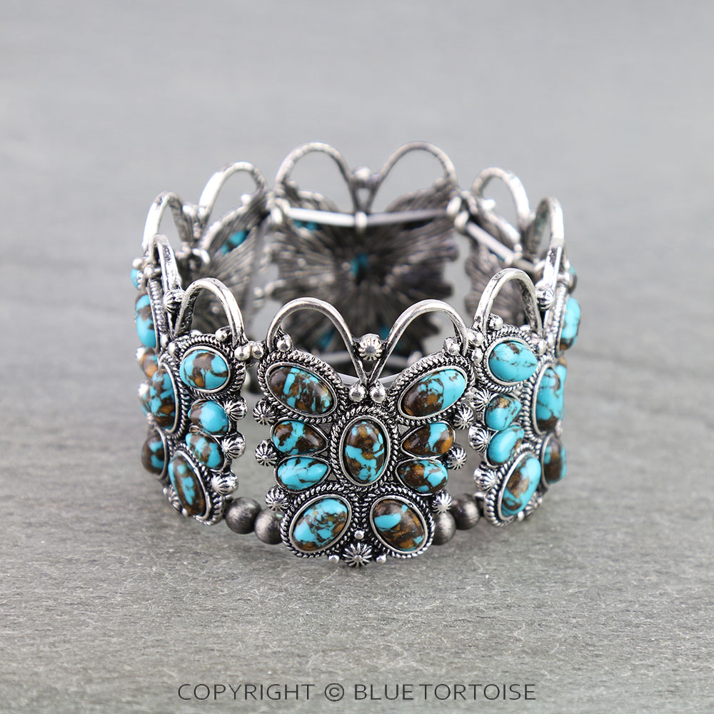 Western Butterfly Handmade Stone Stretch Bracelet