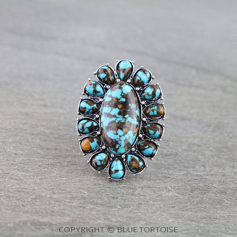 Western Concho Stone Stretch Ring