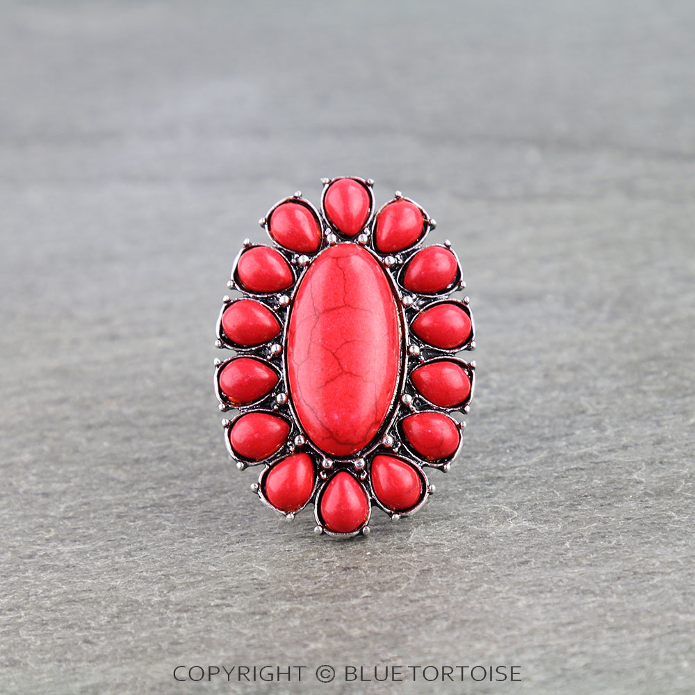 Western Concho Stone Stretch Ring
