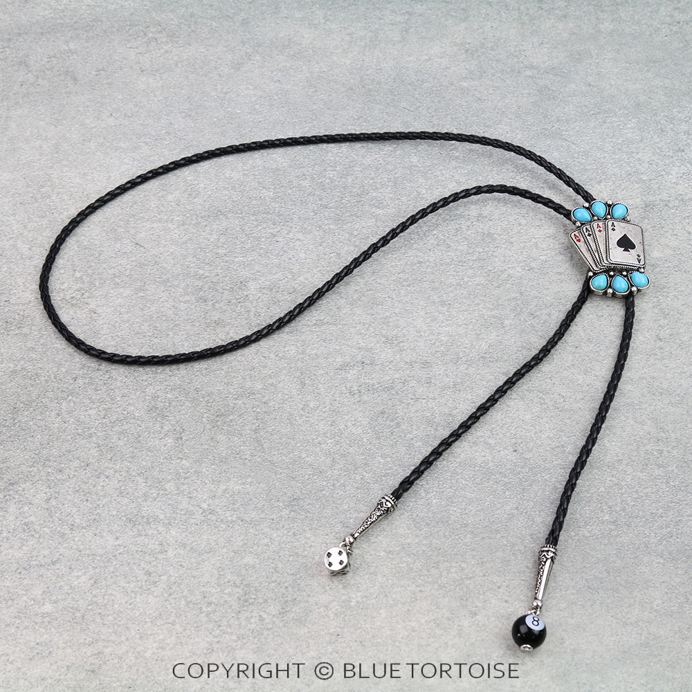 Western Playing Poker Bolo Necklace