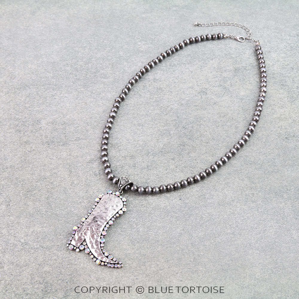 Western Hammered Boot Necklace